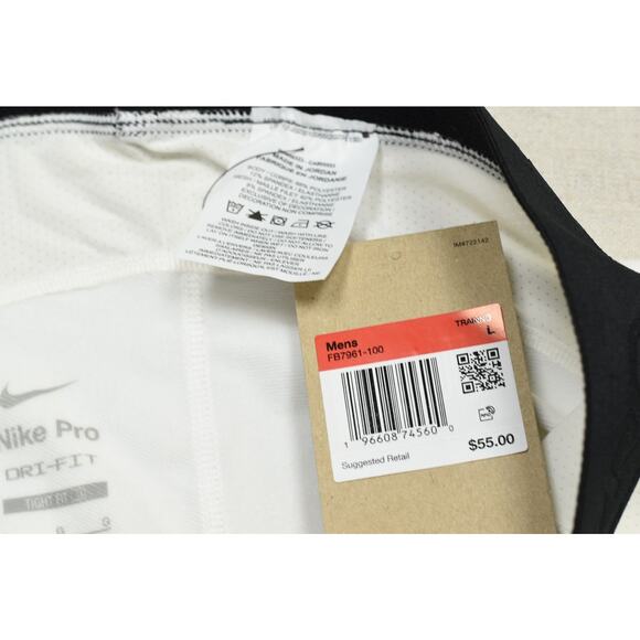 NEW Nike Pro Dri-FIT Men's Training Tights Black White Regular Size L New NWT - Picture 7 of 8